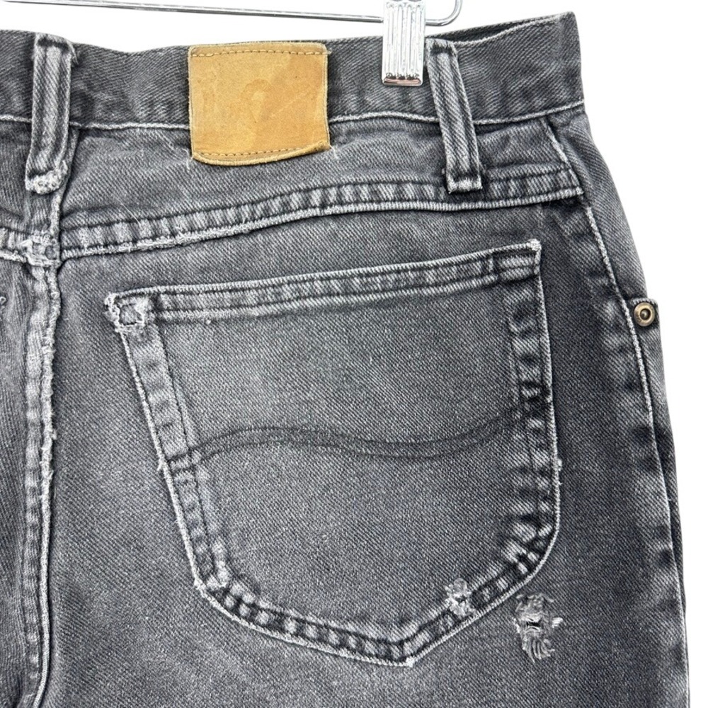 VTG 90s Lee Straight Leg Faded Black Denim Jeans Men's 33x30‎ (32x27) Distressed